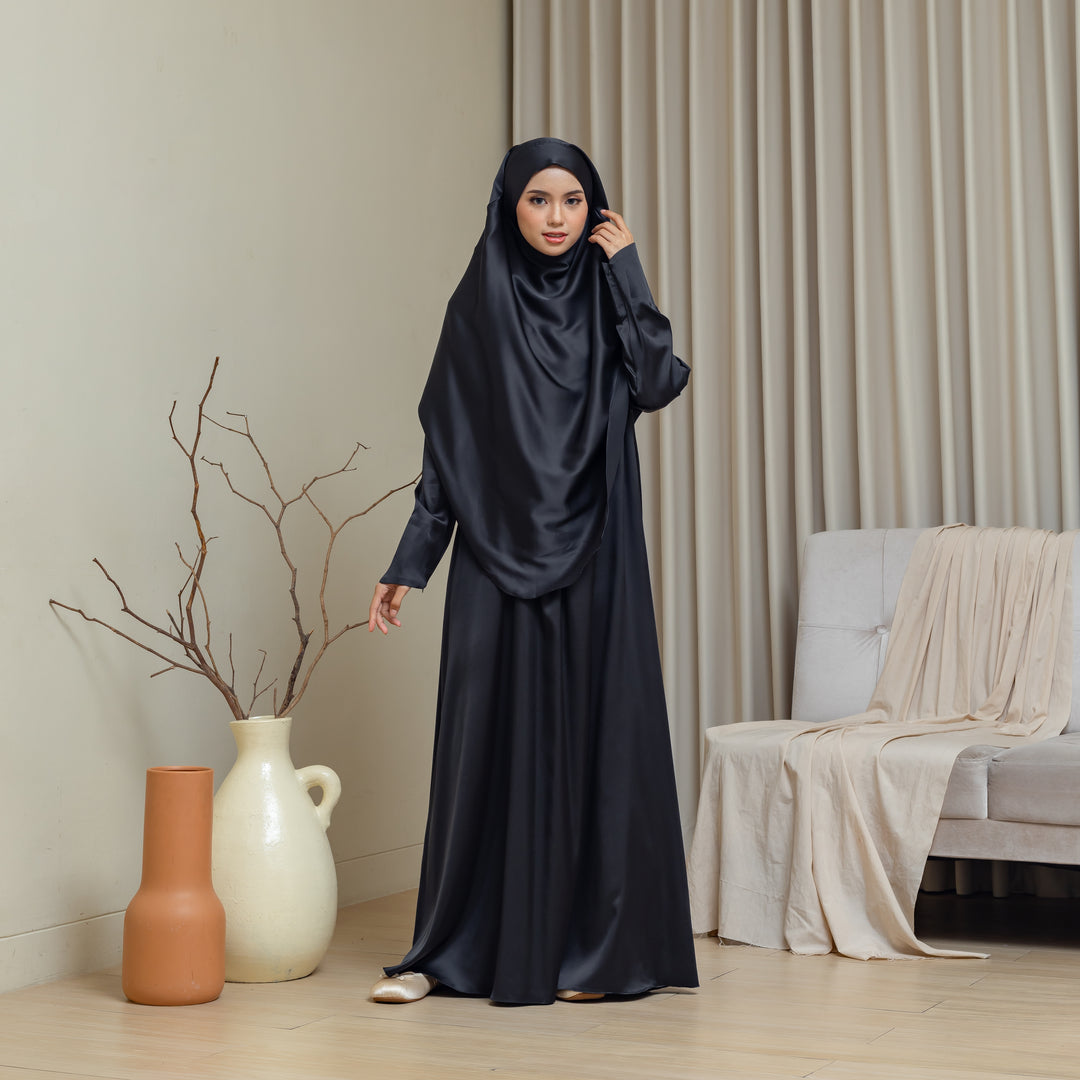 AMORE Satin Abaya + Khimar Set