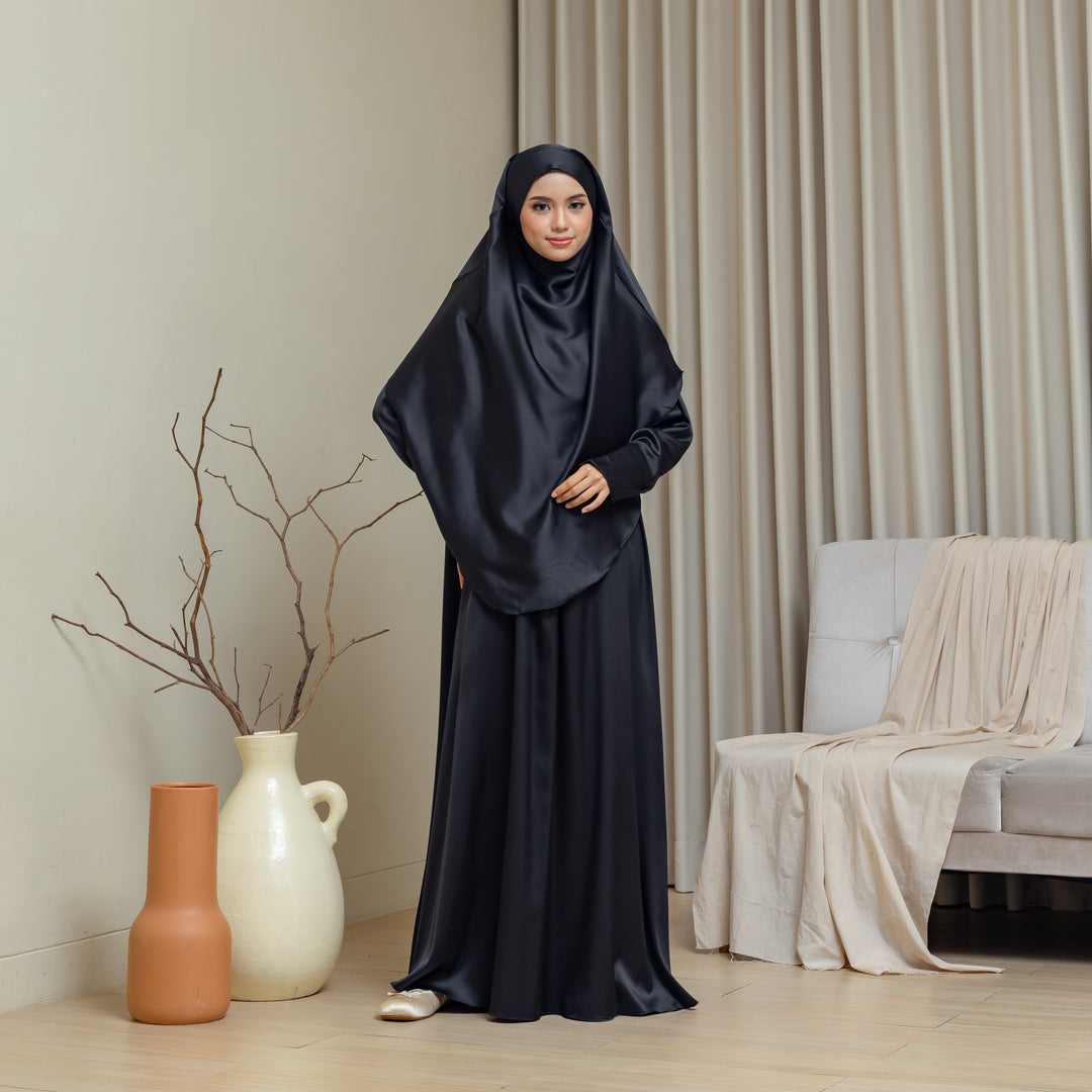 AMORE Satin Abaya + Khimar Set