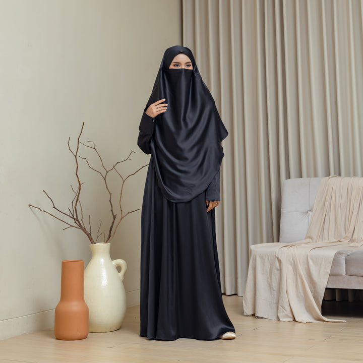 AMORE Satin Abaya + Khimar Set