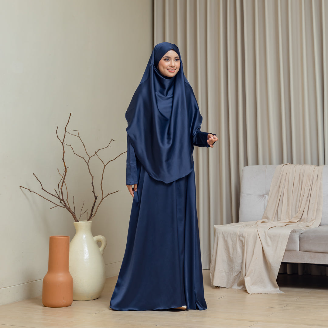 AMORE Satin Abaya + Khimar Set