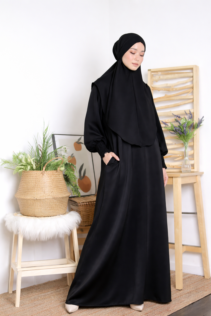 HAMRA Premium Cotton Silk Abaya + Khimar