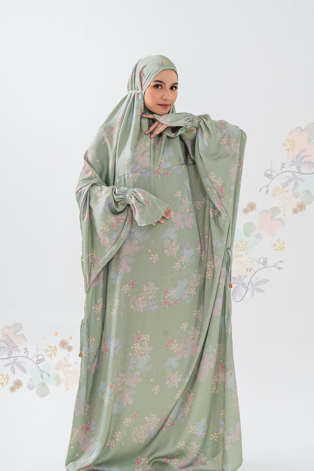 ABAYA PASSION FRUIT Prayer Wear  + Pouch + Prayer Mat