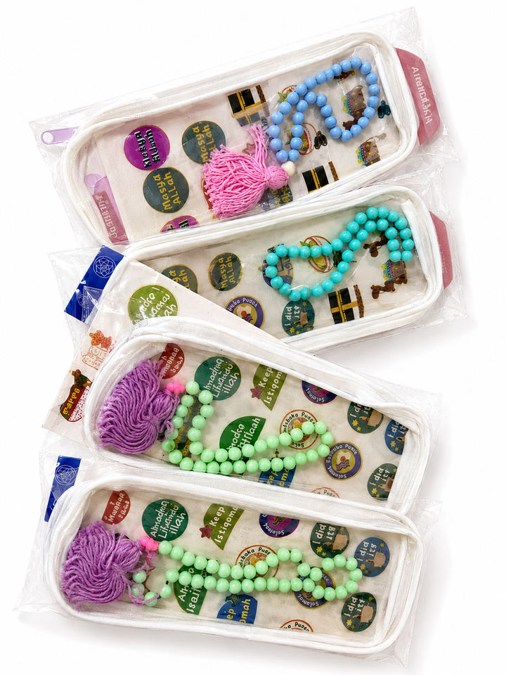 Kid’s Ramadhan Kit - Sticker sheet, tasbih, transparent pencil case