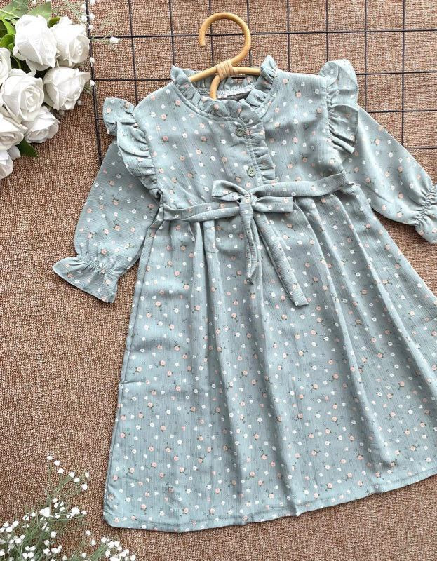 Kid's Ruffle Floral Dress with Sash