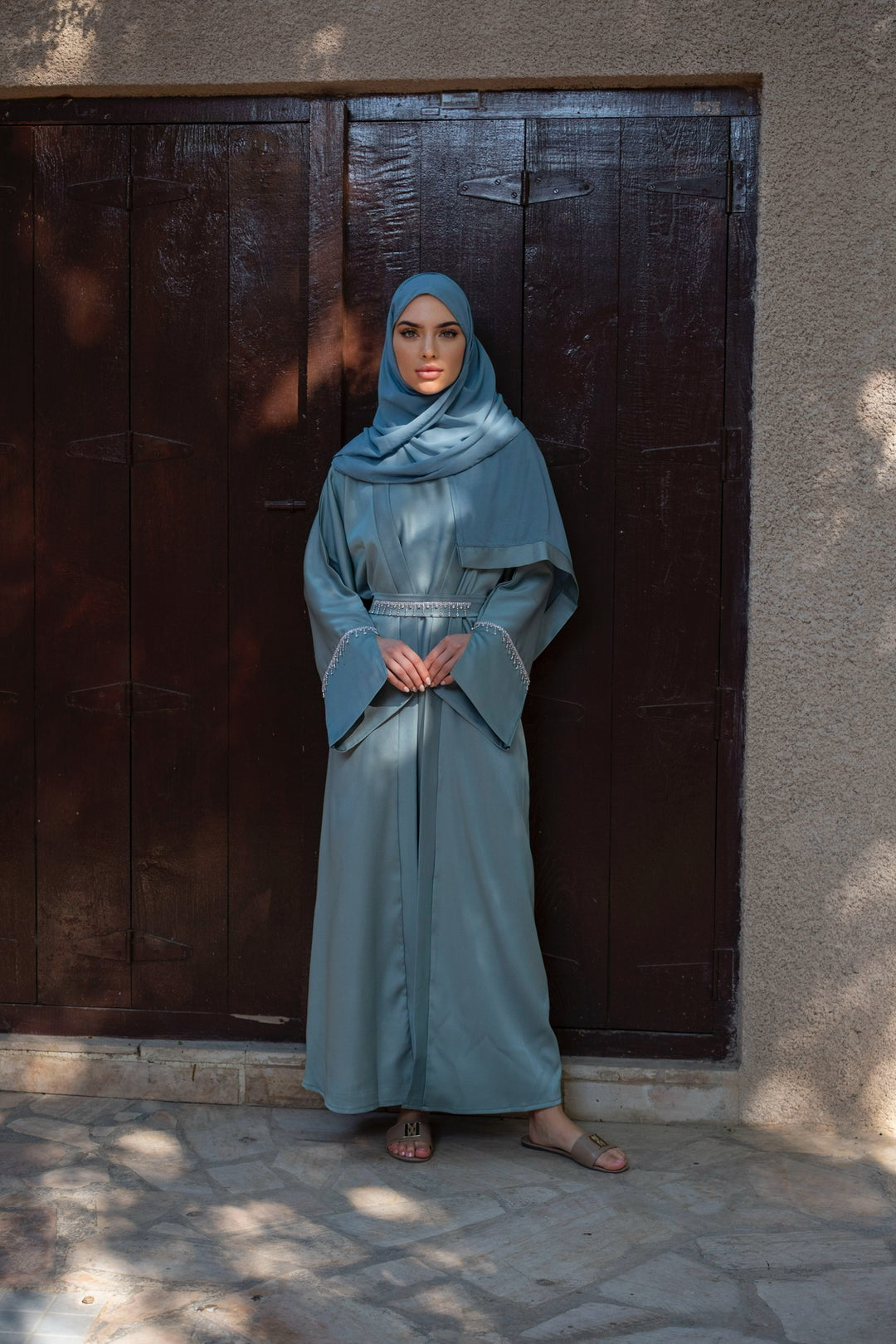 ELLA LUX Satin Premium Abaya + Shawl