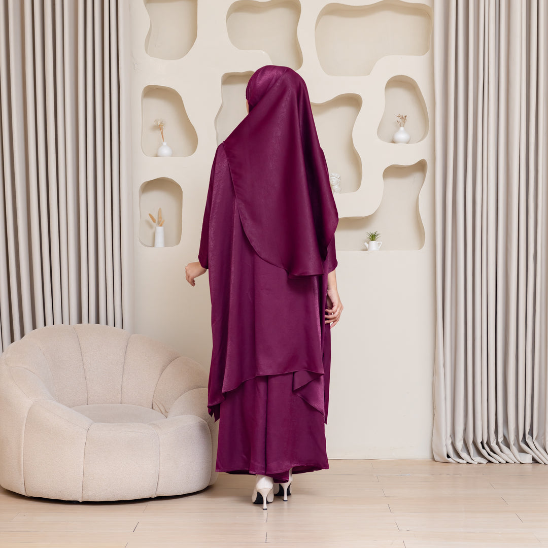 HAMRA Velvet Satin Hijab and Pant Suit Set