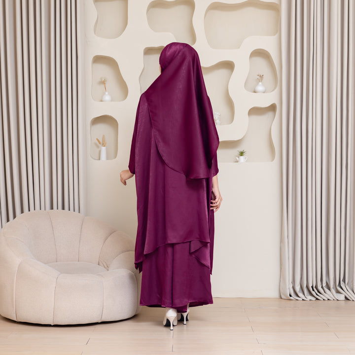 HAMRA Velvet Satin Hijab and Pant Suit Set