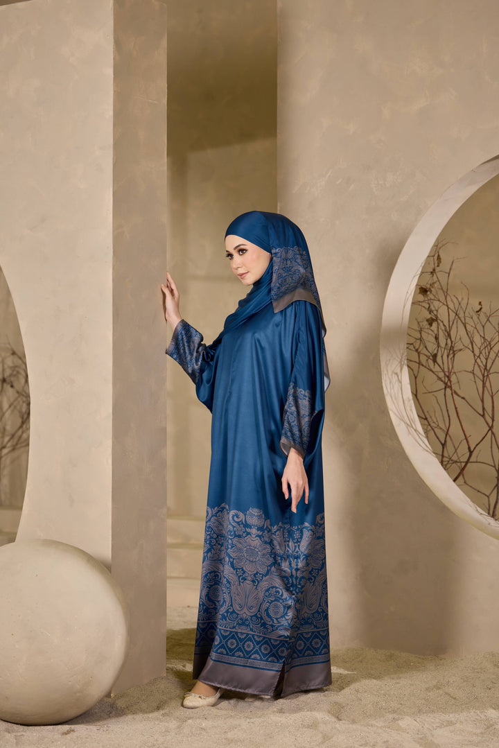 ELARA Lux Satin Abaya + Shawl Set