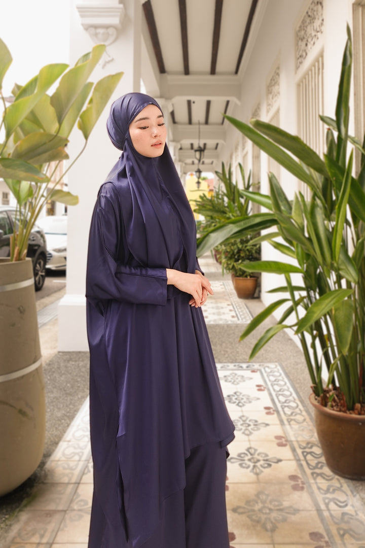 HAMRA Satin Silk Hijab and Pant Suit Set