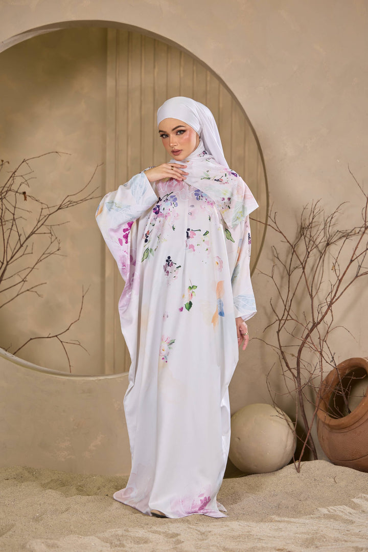 ELARA Lux Satin Abaya + Shawl Set