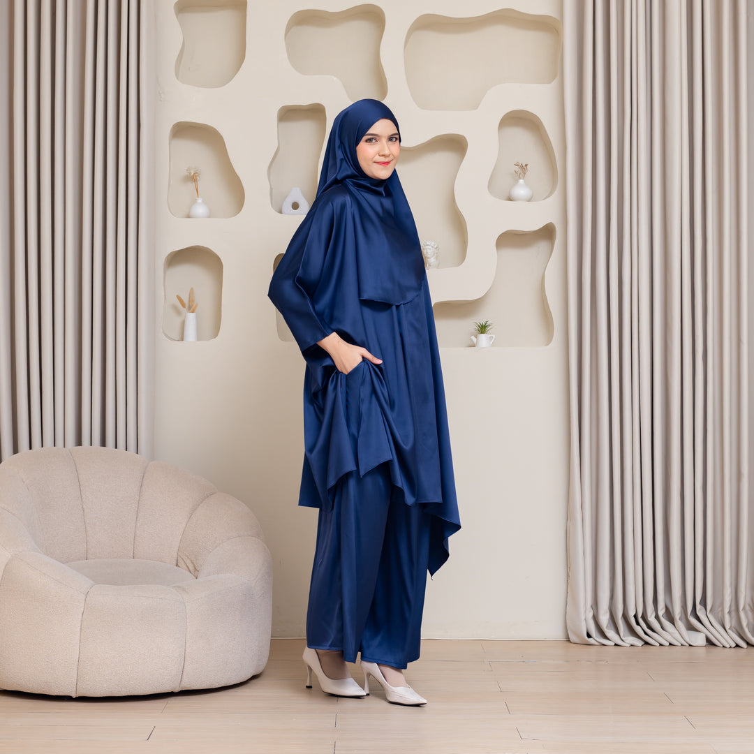 HAMRA Satin Silk Hijab and Pant Suit Set