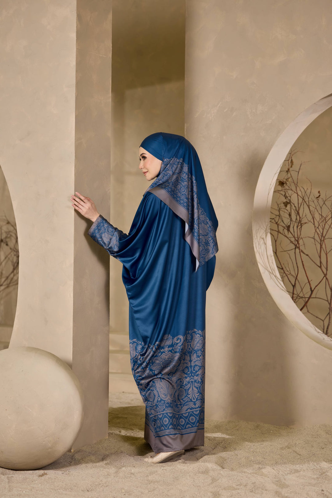 ELARA Lux Satin Abaya + Shawl Set