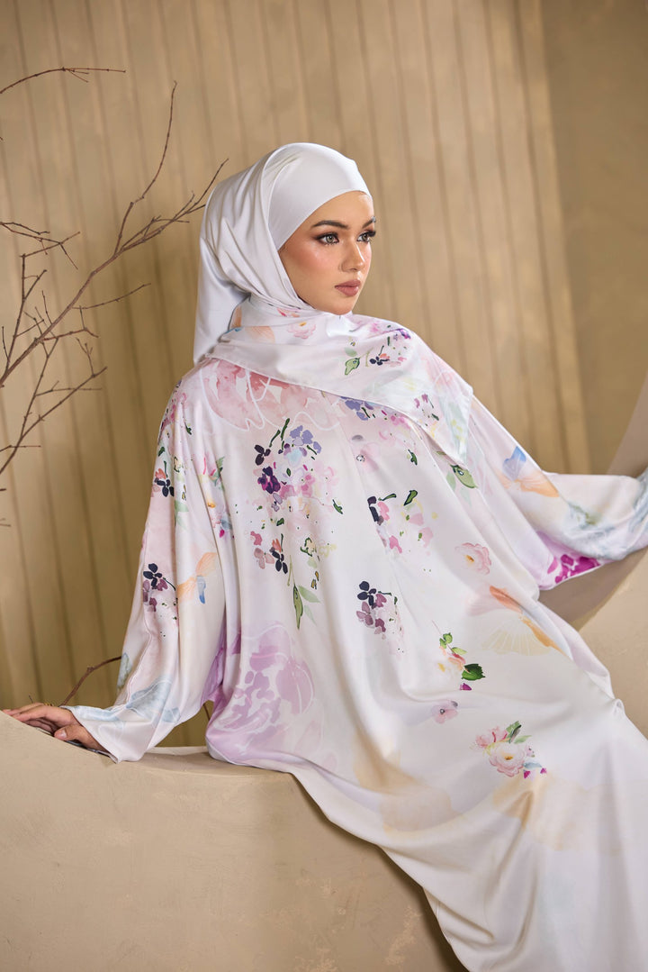 ELARA Lux Satin Abaya + Shawl Set
