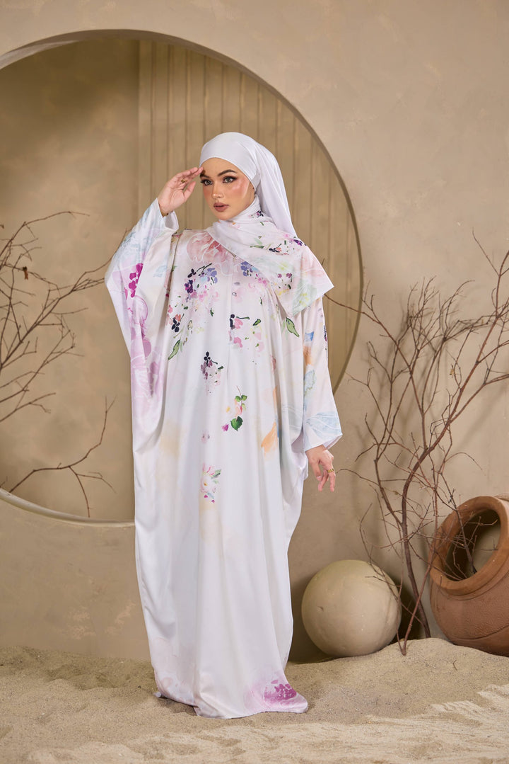 ELARA Lux Satin Abaya + Shawl Set