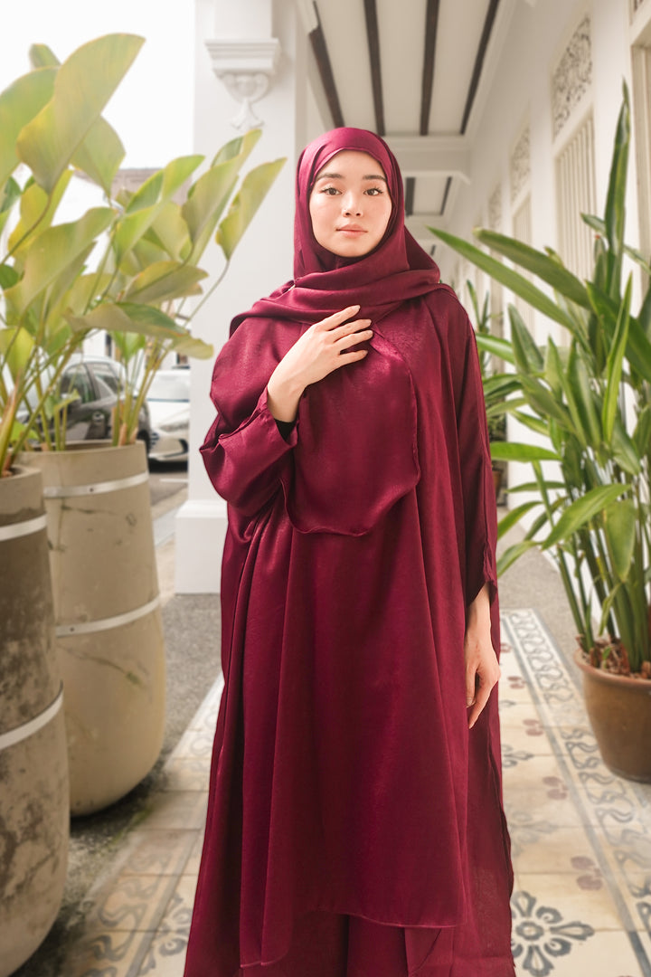 HAMRA Velvet Satin Hijab and Pant Suit Set