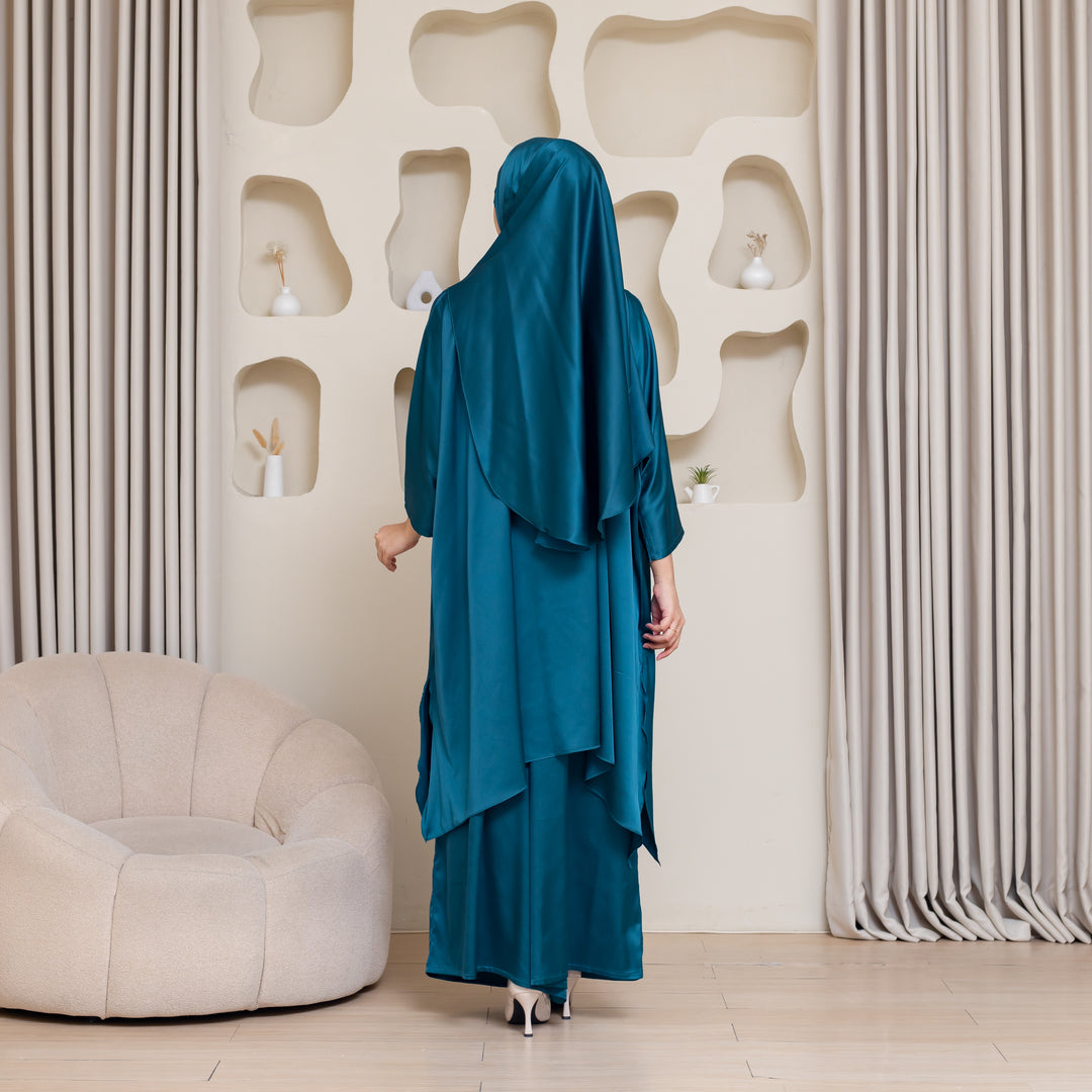 HAMRA Satin Silk Hijab and Pant Suit Set