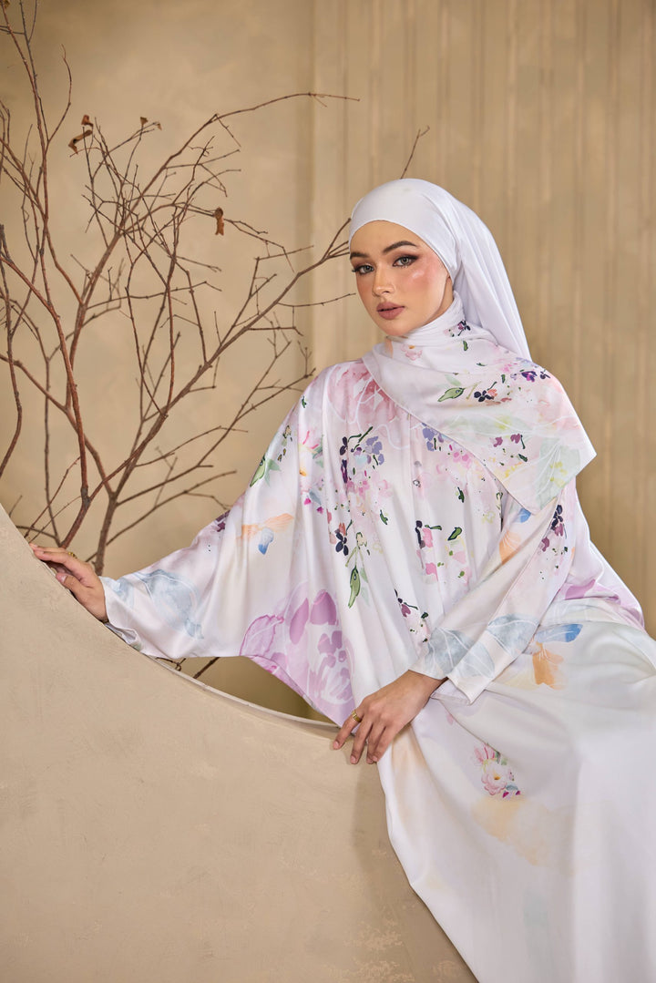 ELARA Lux Satin Abaya + Shawl Set