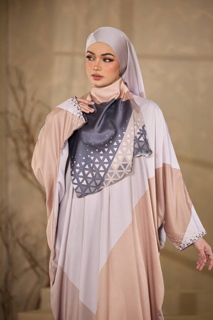 ELARA Lux Satin Abaya + Shawl Set