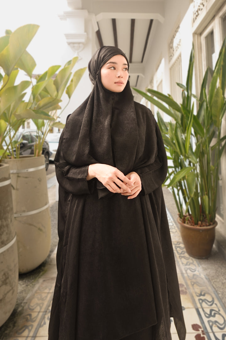 HAMRA Velvet Satin Hijab and Pant Suit Set