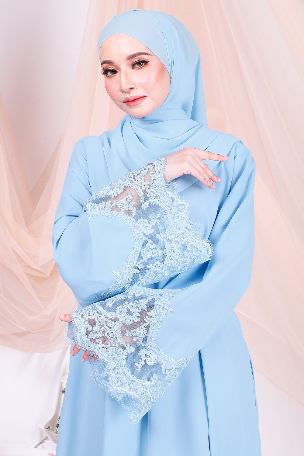 Sky Blue Lace Suit - Adizya